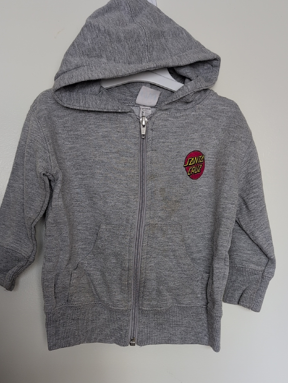 Santa Cruz Skateboards Kids Gray Hooded Zip Hoodie with Logo 12mo